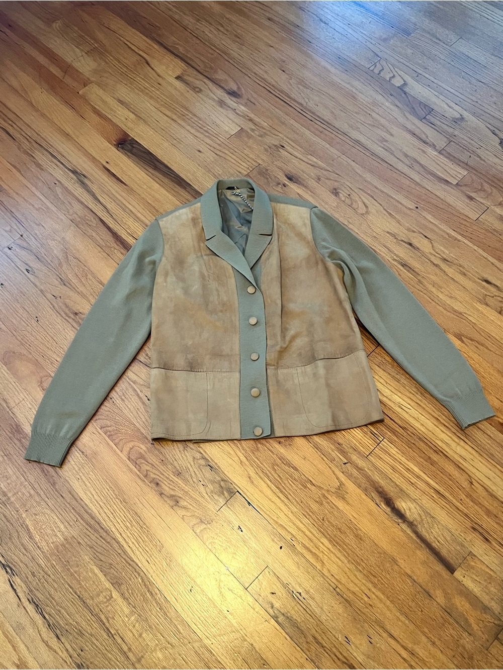 Vintage Two-Tone Suede & Knit Blazer